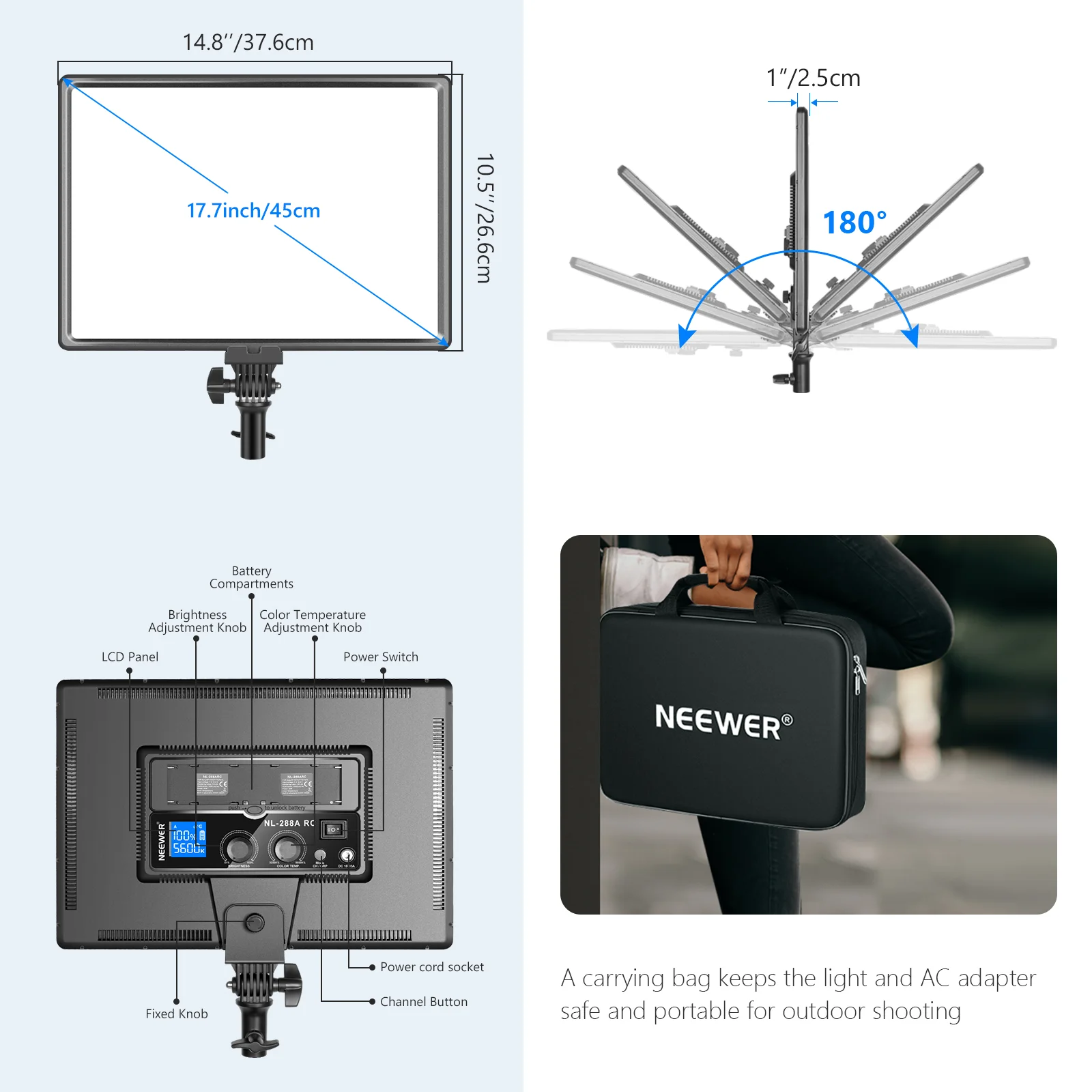 Neewer NL288 Duży panel świetl – Photography Lighting Youtube recenzja i cena